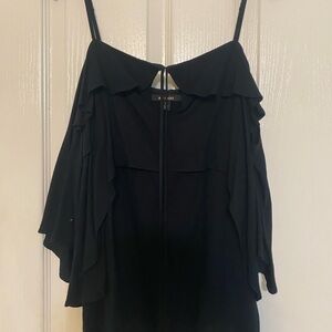 Ella Moss Black Ruffled Off-Shoulder Blouse